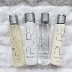 new PURE by Gloss Toiletry Set Shampoo Haircare Skincare Lotion Body Wash Set 4
